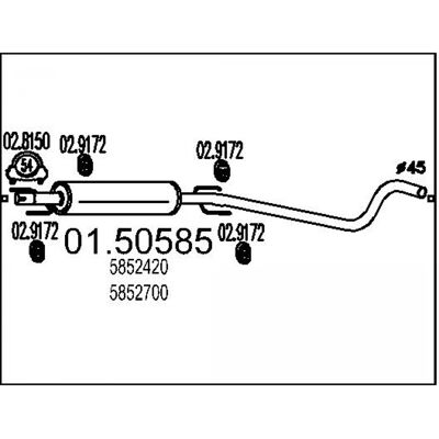 MTS 1940 - Mittelschalldämpfer für Opel Astra H MTS 1940 - Mittelschalldämpfer für Opel Astra H