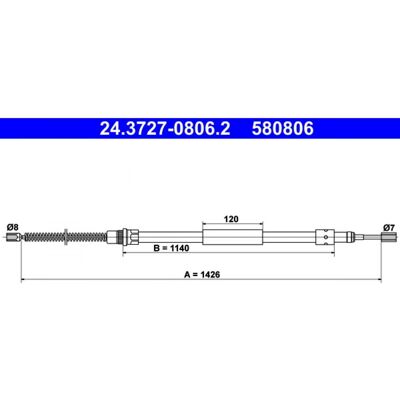 ATE Peugeot 309 Feststellbremse Kabel - 1426mm ATE Peugeot 309 Feststellbremse Kabel - 1426mm
