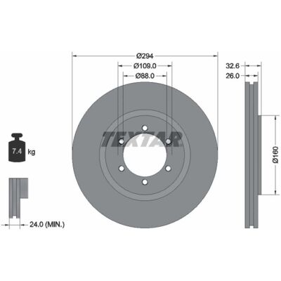 TEXTAR Rexton Bremsscheibe - Belüftet 26mm 109mm - Autoteil TEXTAR Rexton Bremsscheibe - Belüftet 26mm 109mm - Autoteil