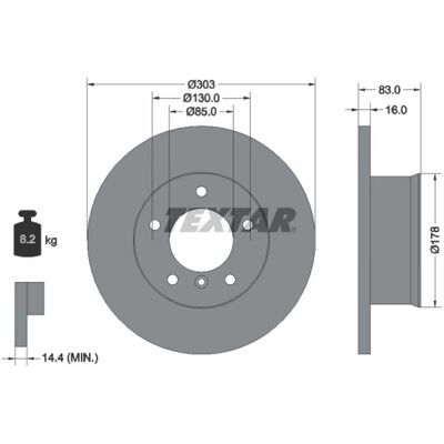 TEXTAR Mercedes-Benz G-Klasse Bremsscheibe - 16mm 130mm 303mm TEXTAR Mercedes-Benz G-Klasse Bremsscheibe - 16mm 130mm 303mm
