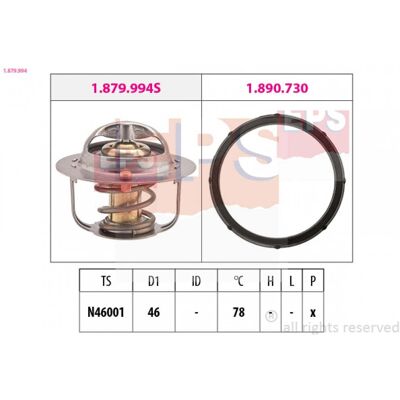 EPS 1.879.994 Thermostat - Wasser, 78°C, 46mm, Dichtung - Autoteil EPS 1.879.994 Thermostat - Wasser, 78°C, 46mm, Dichtung - Autoteil