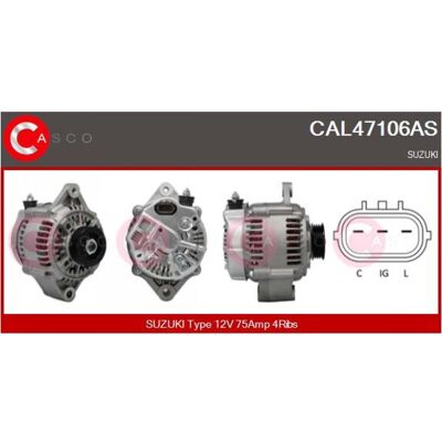 CASCO CAL47106AS Generator - Auto OEM Ersatzteil CASCO CAL47106AS Generator - Auto OEM Ersatzteil
