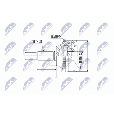 Nty Antriebswellen-Gelenksatz - Renault Laguna Megane - 21-22 Zähne - 81mm Durchmesser Nty Antriebswellen-Gelenksatz - Renault Laguna Megane - 21-22 Zähne - 81mm Durchmesser