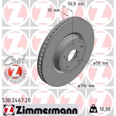ZIMMERMANN Modell 530.2467.20 Belüfteter Bremsscheibe - Bremsscheibe ZIMMERMANN Modell 530.2467.20 Belüfteter Bremsscheibe - Bremsscheibe