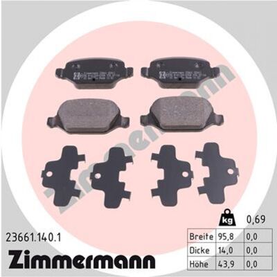 Bremsbelagsatz, Scheibenbremse ZIMMERMANN 23661.140.1 Bremsbelagsatz, Scheibenbremse ZIMMERMANN 23661.140.1