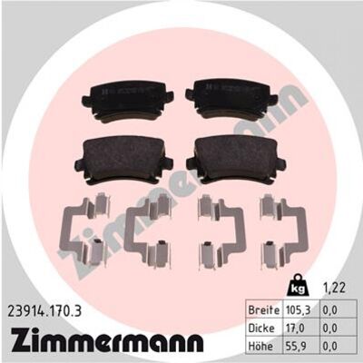 Bremsbelagsatz, Scheibenbremse ZIMMERMANN 23914.170.3 Bremsbelagsatz, Scheibenbremse ZIMMERMANN 23914.170.3
