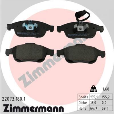 Bremsbelagsatz, Scheibenbremse ZIMMERMANN 22073.180.1 Bremsbelagsatz, Scheibenbremse ZIMMERMANN 22073.180.1