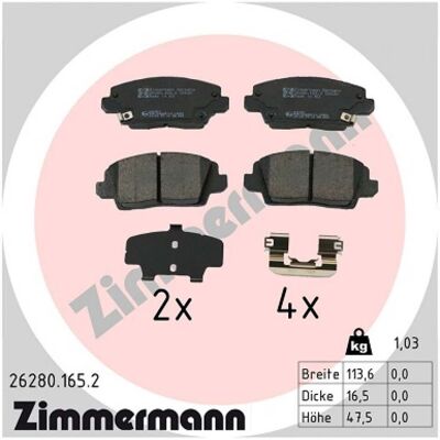 ZIMMERMANN 26280.165.2 Bremsbeläge-Set - Scheibenbremse, Verschleißanzeige ZIMMERMANN 26280.165.2 Bremsbeläge-Set - Scheibenbremse, Verschleißanzeige