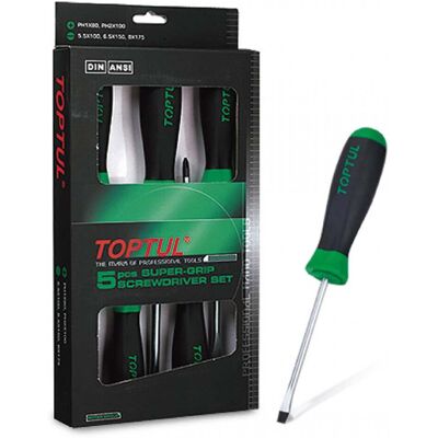 TOPTUL GAAE0504 Schraubendreher-Set - Flach, Kreuz, Kunststoff - 5.5x100, 6.5x150, 8.0x175mm TOPTUL GAAE0504 Schraubendreher-Set - Flach, Kreuz, Kunststoff - 5.5x100, 6.5x150, 8.0x175mm