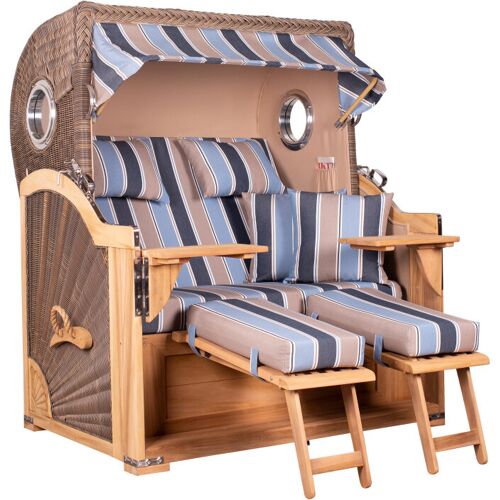 Mr. Deko Strandkorb Baltikum Bullauge Teak PE Grey Dessin 580