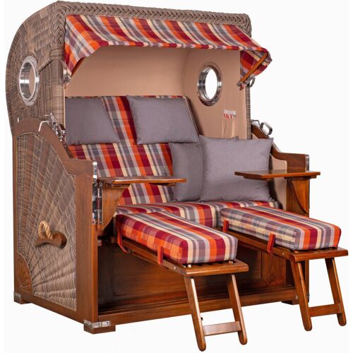 Mr. Deko Strandkorb Baltikum Bullauge Mahagoni PE Grey Dessin 584