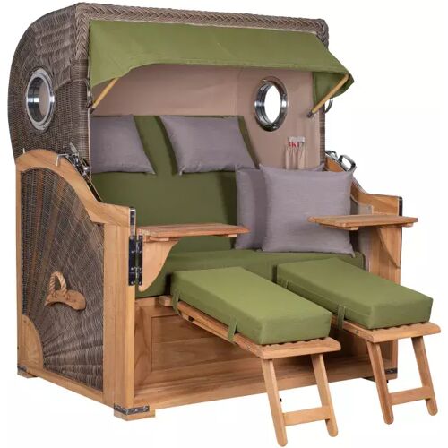 GarWoh Strandkorb Westerland Teak Bullauge PE grey Dessin 587