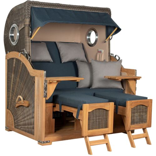 GarWoh Strandkorb Rantum Grande Bullauge Teak PE Grey Dessin 593