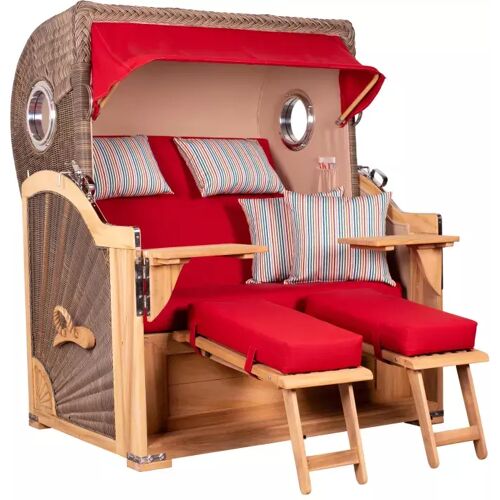 GarWoh Strandkorb Westerland Teak Bullauge PE grey Dessin 585