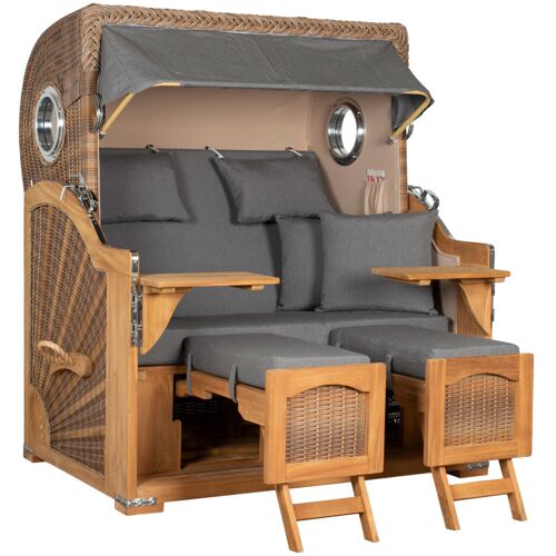 GarWoh Strandkorb Rantum Grande Bullauge Teak PE Banana Dessin 551