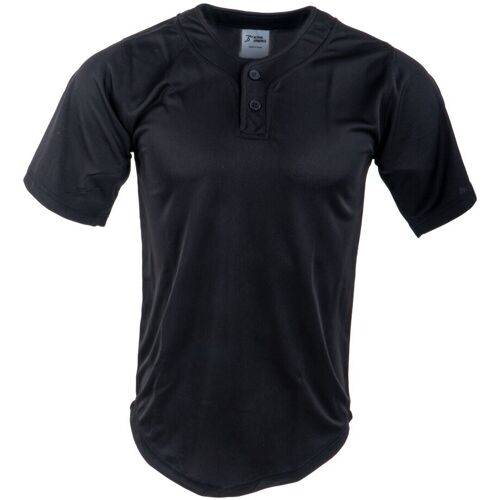 Active Athletics Youth Baseball Jersey, 2 Button Henley Jersey - schwarz Gr.YXL