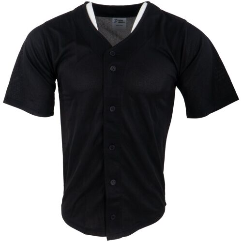 Active Athletics Baseball Jersey, Full Button Jersey - schwarz Gr.L