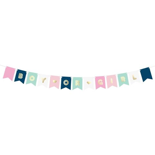 partydeco DIY Baby Boy or Girl Girlande 1,75m Bunt OS