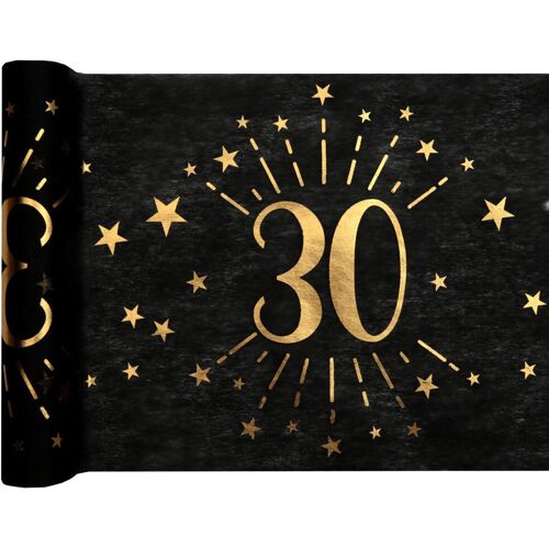 Santex Schwarz-Goldener 30th-Tischläufer 5m Schwarz OS