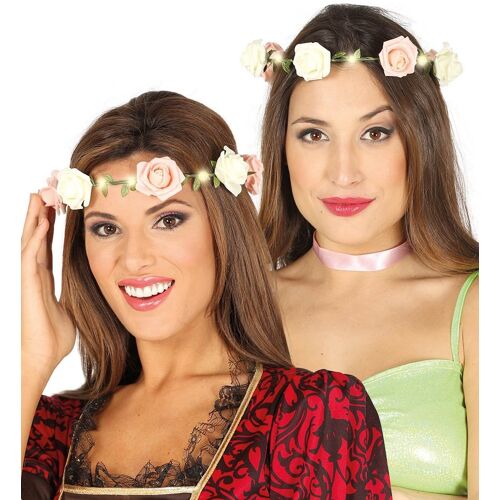 fiestasguirca Rosen Haarkranz mit LED Rosa OS