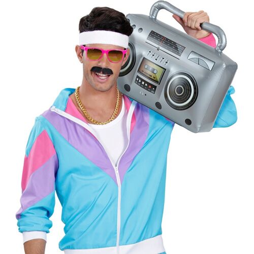 Widmann Aufblasbarer Kassettenrecorder 80er Jahre Radio Grau OS