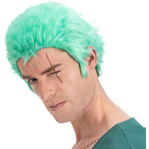 chakks One Piece Zoro Perücke für Herren Grün OS