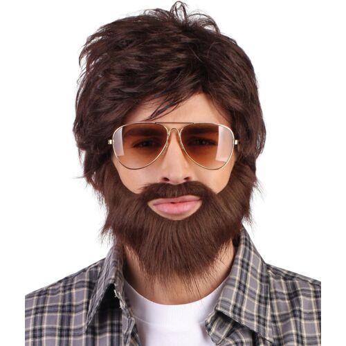 Boland Alan Hangover Perücke Mit Vollbart Braun OS