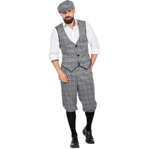 fashion4fun 20er Jahre Outfit Kostüm für Herren kariert Grau 58