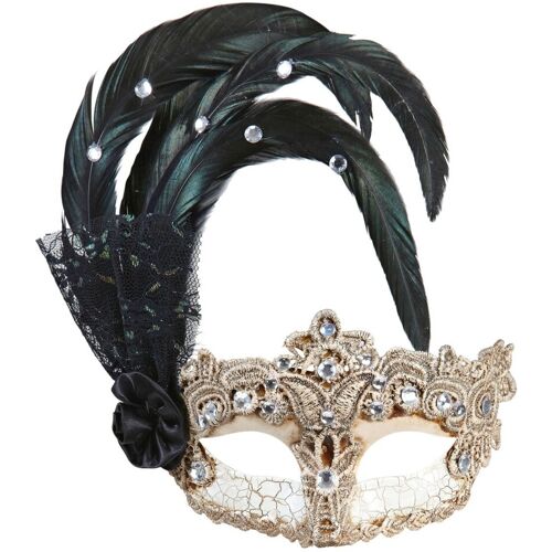 Widmann Schimmernde Feder Strass Augenmaske Silber OS