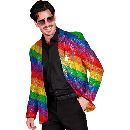 Widmann Regenbogen Pailletten Jackett für Herren Bunt 2XL