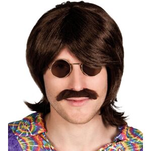Boland Braune Terry Hippie Perücke mit Schnurrbart Braun OS Boland Braune Terry Hippie Perücke mit Schnurrbart Braun OS