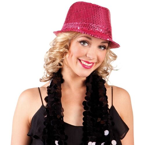 Boland Pinkfarbener Showgirl Pailletten Hut Pink OS
