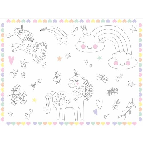 Folat 6 Glady Unicorn Tischsets zum Ausmalen Wir machen Party.de Bunt OS