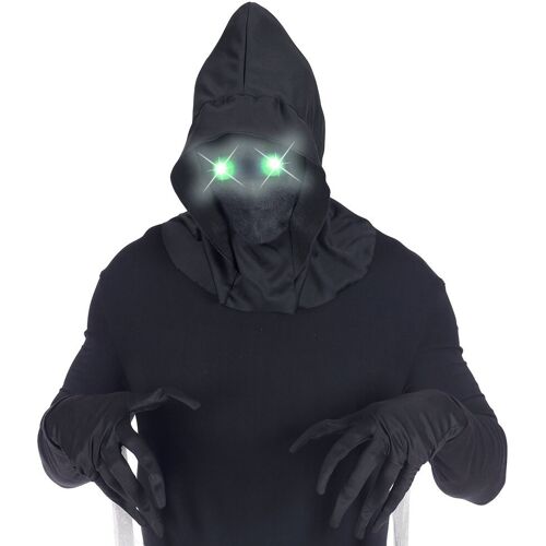 Widmann Gesichtslose Maske mit grün leuchtenden Augen Wir machen Party.de Schwarz OS