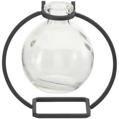 Höffner Vase mit Metallständer ¦ transparent/klar ¦ Glas,Metall ¦ Maße (cm): B: 11,8 Höffner Vase mit Metallständer ¦ transparent/klar ¦ Glas,Metall ¦ Maße (cm): B: 11,8
