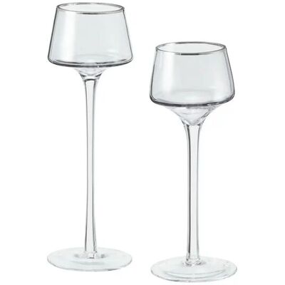 Höffner Teelichthalter 2er-Set ¦ grau ¦ Glas ¦ Maße (cm): H: 23 Ø: 7.5 Höffner Teelichthalter 2er-Set ¦ grau ¦ Glas ¦ Maße (cm): H: 23 Ø: 7.5