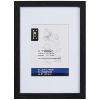 KHG Bilderrahmen ¦ schwarz ¦ MDF,Glas ¦ Maße (cm): B: 21 H: 30 KHG Bilderrahmen ¦ schwarz ¦ MDF,Glas ¦ Maße (cm): B: 21 H: 30