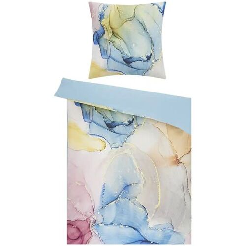 indigo Mako-Satin Wende-Bettwäsche  Oil Whirl ¦ mehrfarbig ¦ Maße (cm): B: 155