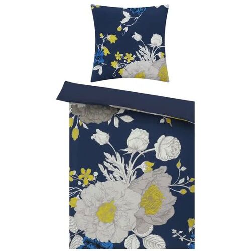 como Satin Wende-Bettwäsche  Blue Rose ¦ blau ¦ Maße (cm): B: 135