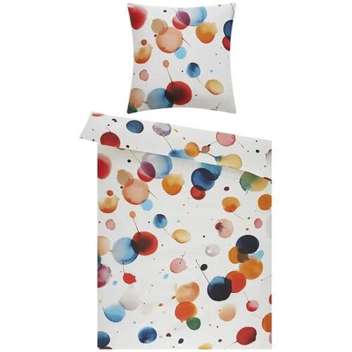 indigo Mako-Satin Bettwäsche  Dots ¦ mehrfarbig ¦ Maße (cm): B: 135