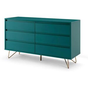 SALESFEVER Blau/Gold Sideboard - Skandinavisch, 6 Schubladen, 4 Beine SALESFEVER Blau/Gold Sideboard - Skandinavisch, 6 Schubladen, 4 Beine