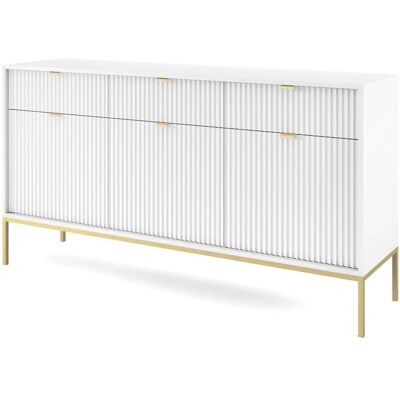 VELLORE Kommode - 154cm - weiß mit goldenen Füßen - drei Türen VELLORE Kommode - 154cm - weiß mit goldenen Füßen - drei Türen