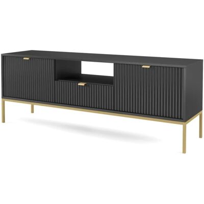 SELSEY TV-Möbel - 154 cm - Schwarz mit Goldfüßen - Vellore SELSEY TV-Möbel - 154 cm - Schwarz mit Goldfüßen - Vellore