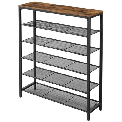 VASAGLE Schuhregal - 5 Ebenen Industrieller Stahlschuhschrank für Flur, Kleiderschrank VASAGLE Schuhregal - 5 Ebenen Industrieller Stahlschuhschrank für Flur, Kleiderschrank