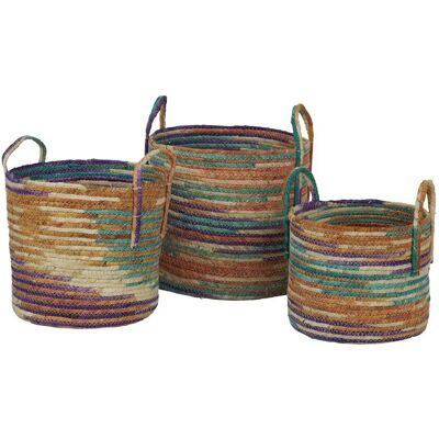 Höffner Aufbewahrungskorb 3er Set ¦ mehrfarbig ¦ Seegras ¦ Maße (cm): H: 42 Ø: 35 Höffner Aufbewahrungskorb 3er Set ¦ mehrfarbig ¦ Seegras ¦ Maße (cm): H: 42 Ø: 35