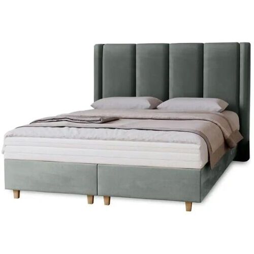 Höffner Boxbett mit Matratze Madeley ¦ grau ¦ Maße (cm): B: 140 H: 110