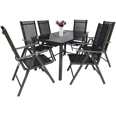 Höffner Gartenmöbel 7er-Set ¦ schwarz ¦ Maße (cm): B: 140 H: 73 Höffner Gartenmöbel 7er-Set ¦ schwarz ¦ Maße (cm): B: 140 H: 73