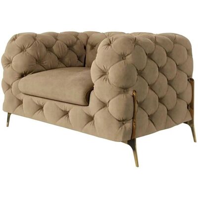 S-Style Möbel - Emily Chesterfield - Beige - Samt - Armchair S-Style Möbel - Emily Chesterfield - Beige - Samt - Armchair