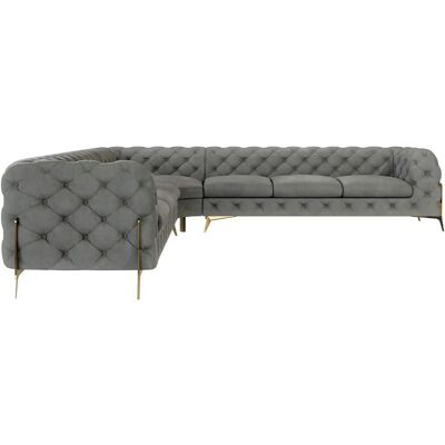 S-Style Möbel - Emily - Grau - Samt - Corner Sofa S-Style Möbel - Emily - Grau - Samt - Corner Sofa