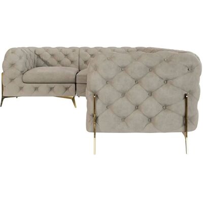 S-Style Möbel - Emily Chesterfield - Taupe - Velvet - goldene Metall-Füße - Sofa S-Style Möbel - Emily Chesterfield - Taupe - Velvet - goldene Metall-Füße - Sofa